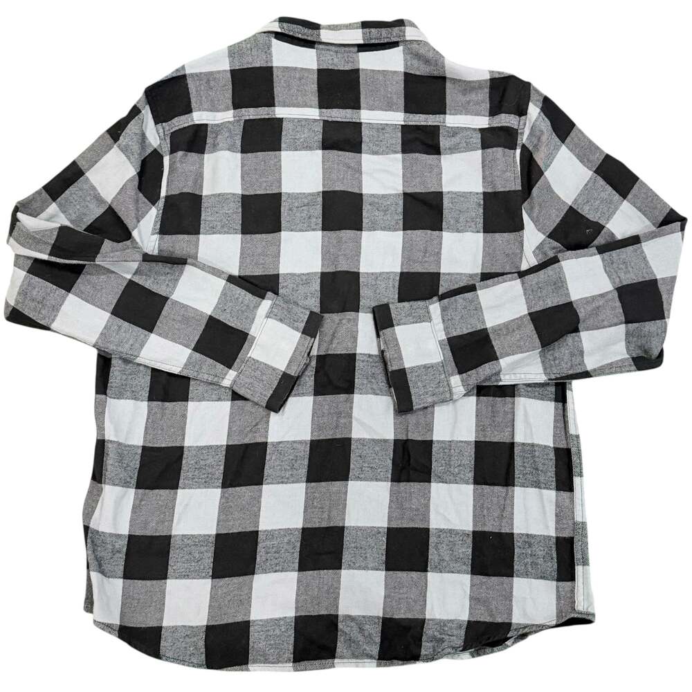 Public Opinion Men's Gray Oil Black Buffalo Plaid Long Sleeve Flannel Shirt XL - Picture 3 of 5
